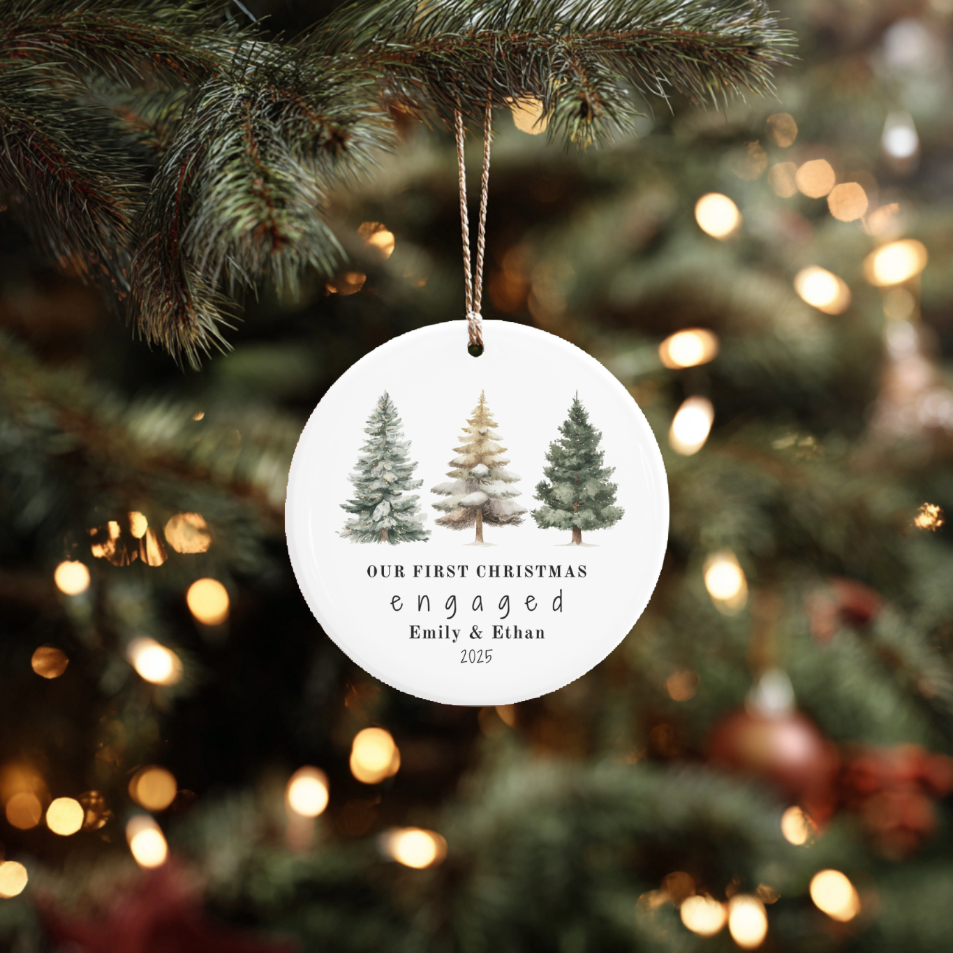 Our First Christmas Engaged Ornament • Personalized Holiday Keepsake • Newly Engaged Gift