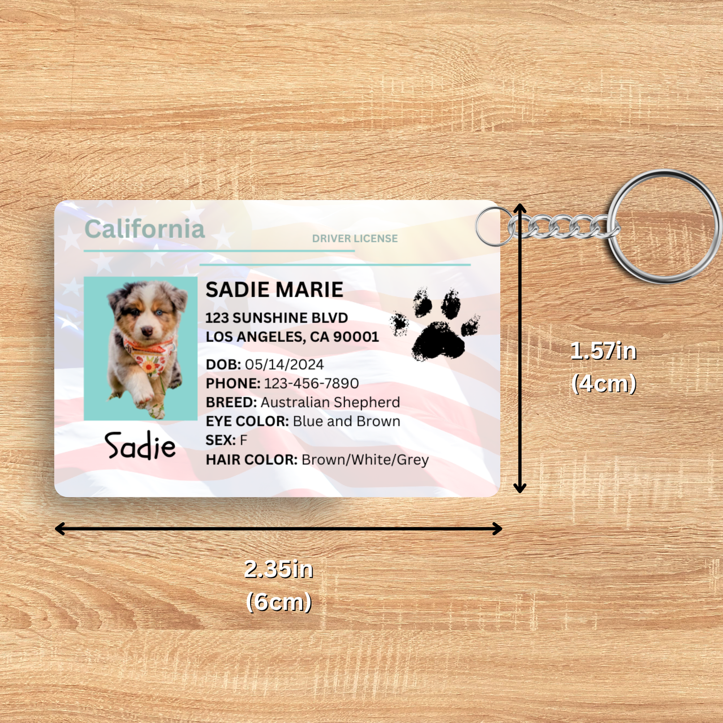 Custom Pet ID Keychain โ Personalized Dog & Cat Tag | Cute Sublimation Name Tag with License Info | Double-Sided Pet Accessory Gift