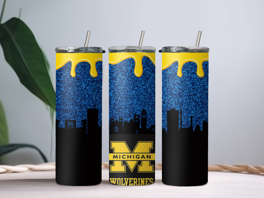 Michigan Pride 20oz Tumbler – Blue & Maize Game Day Cup for College Fans, Students & Alumni