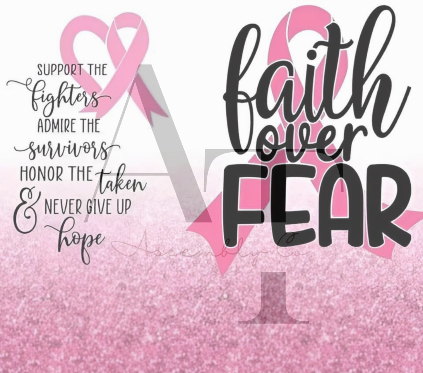 Faith Over Fear Breast Cancer 20oz Tumbler – Pink Ribbon Inspirational Cup for Awareness & Support