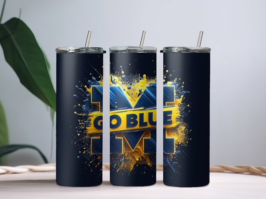 Michigan Pride 20oz Tumbler – Blue & Maize Game Day Cup for College Fans, Students & Alumni