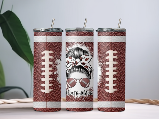 Football Mom 20oz Tumbler – Game Day Stainless Steel Cup for Proud Sports Moms