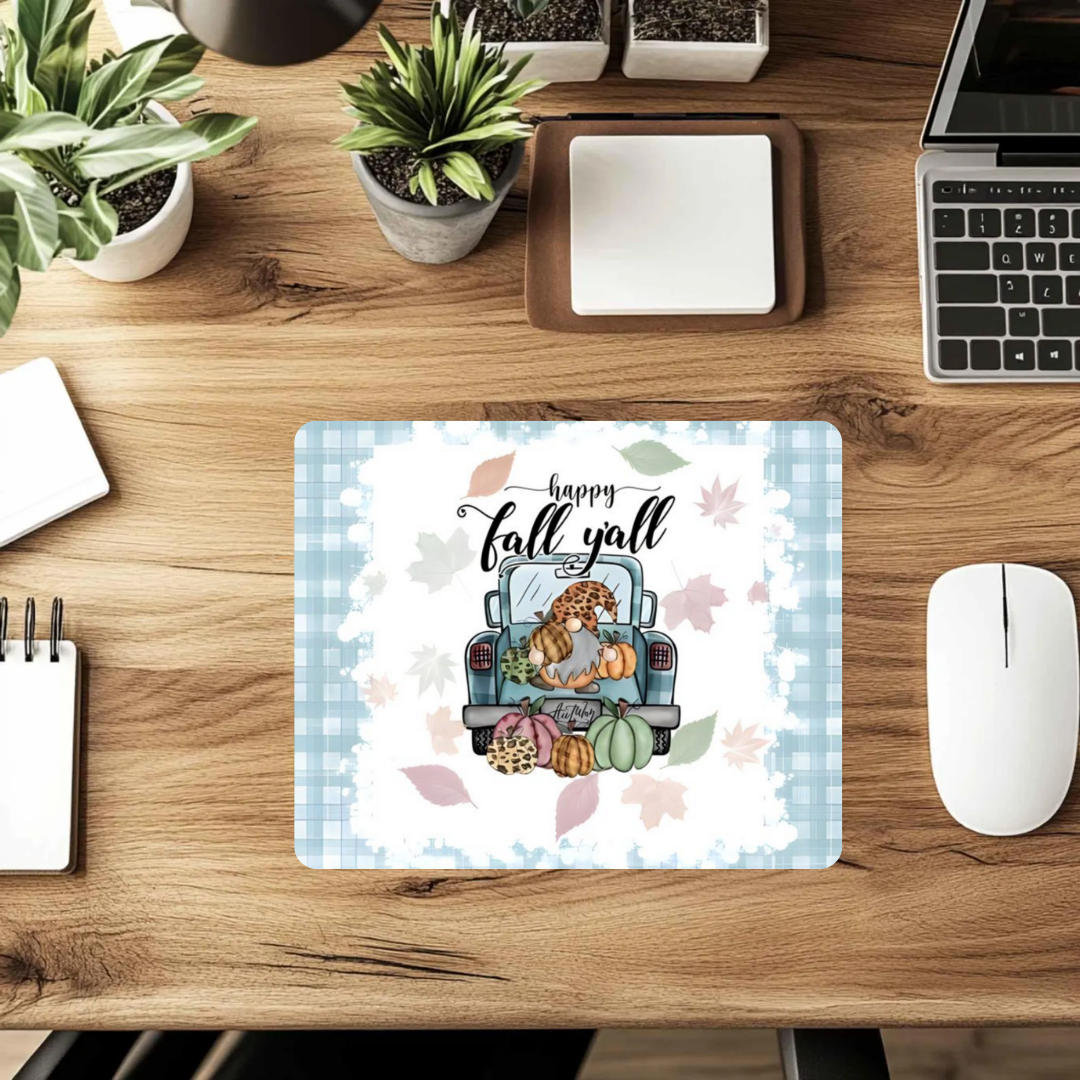 Happy Fall Y’all Mousepad – Cozy Autumn Desk Mat