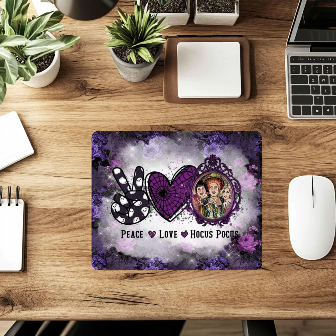 Peace, Love, Sisters Mousepad – Spooky Fun Desk Mat