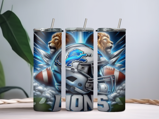 Lions Football 20oz Tumbler – Game Day Stainless Steel Cup for Sports Fans & Tailgates