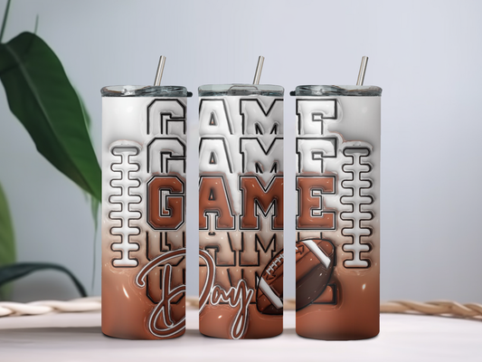 Game Day 20oz Tumbler – Football Fan Stainless Steel Cup for Tailgates & Sports Lovers