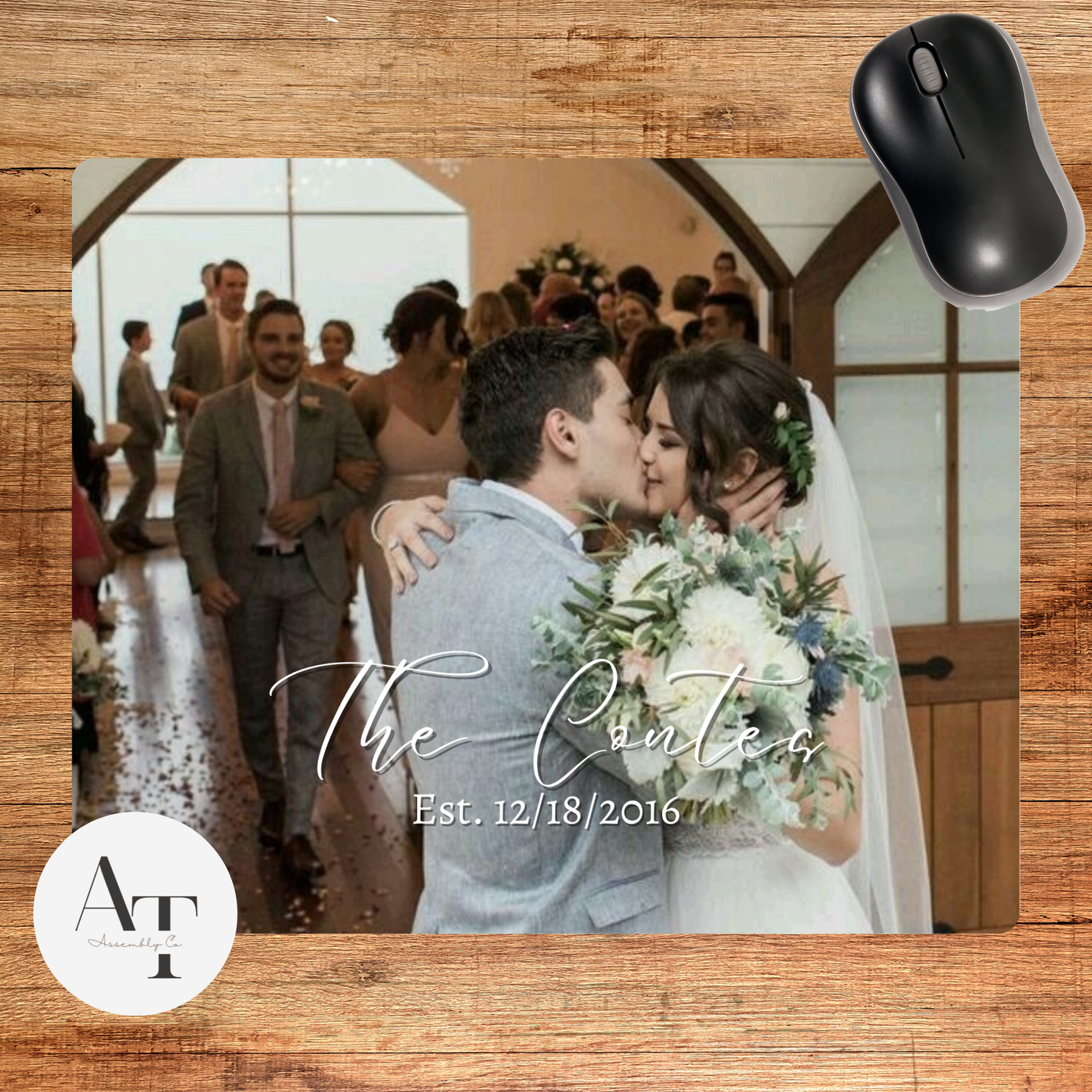 Personalized Wedding Mouse Pad – Custom Bride & Groom Gift, Wedding Favor, Office Desk Accessory