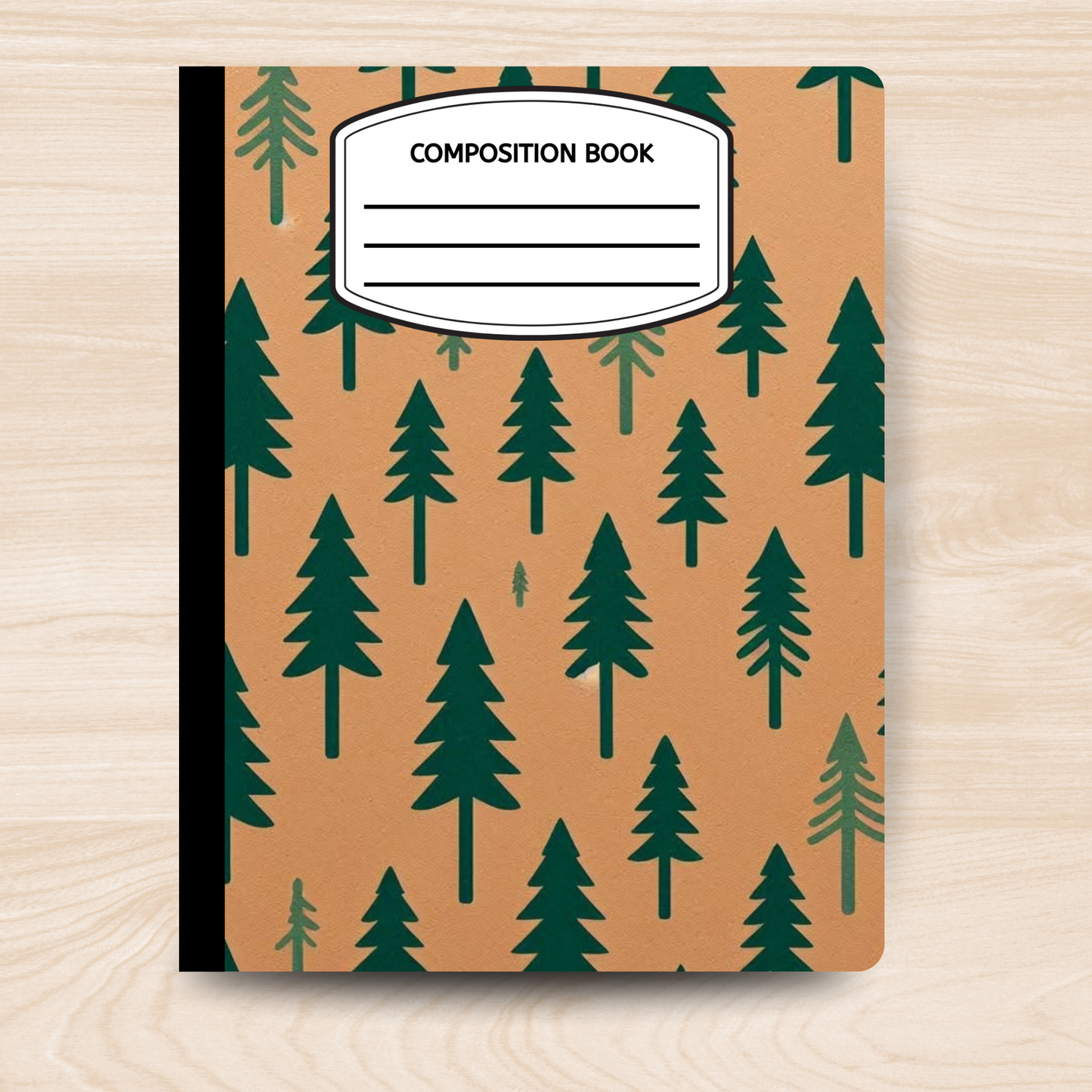 Brown with Green Trees Composition Notebook – Rustic Nature Writing Journal for School, Notes & Gifts