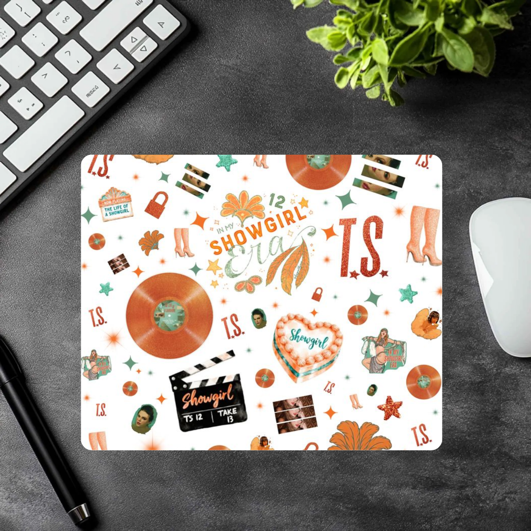 Showgirl Era Aesthetic Mousepad – Vintage Film, Feathers & Sparkle