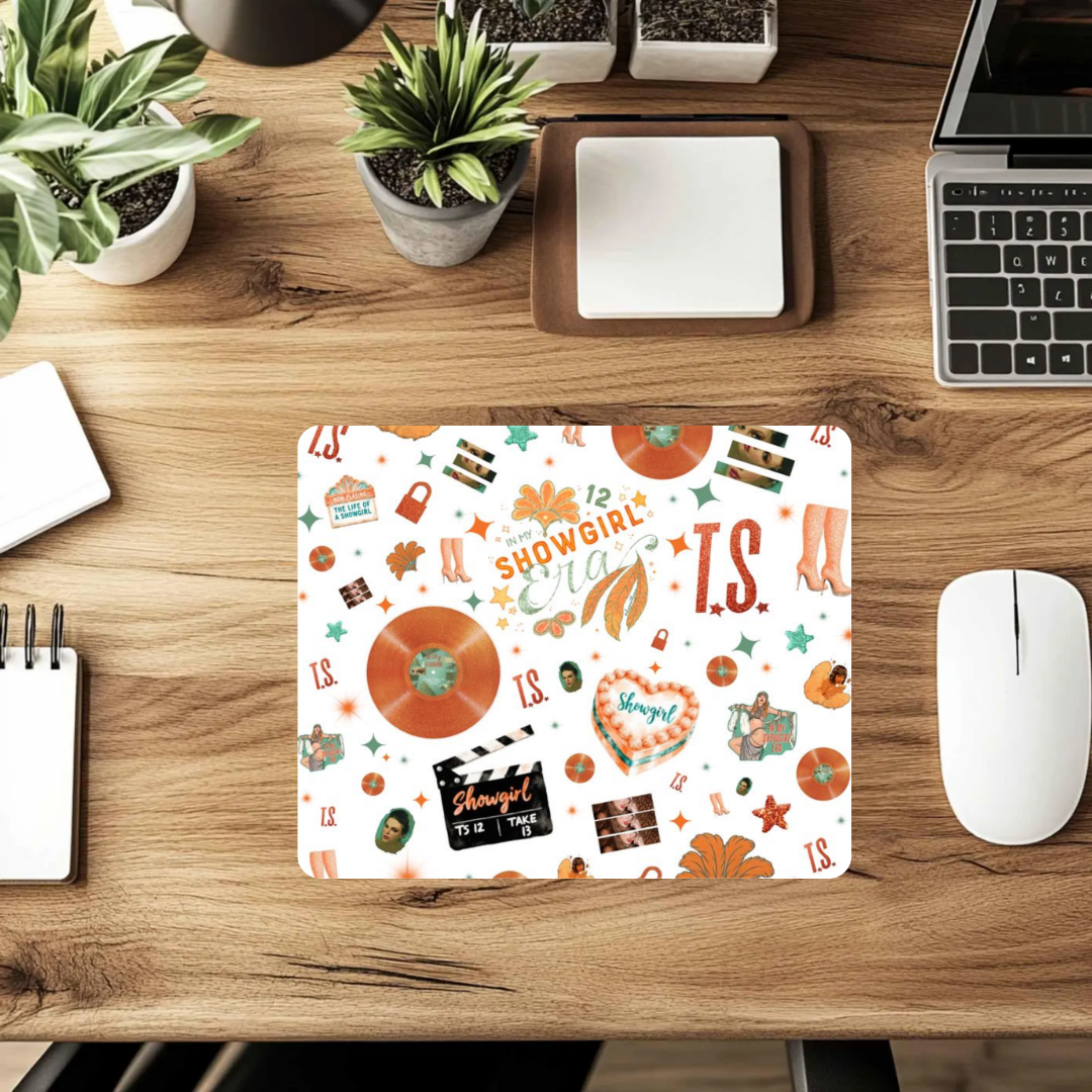 Showgirl Era Aesthetic Mousepad – Vintage Film, Feathers & Sparkle