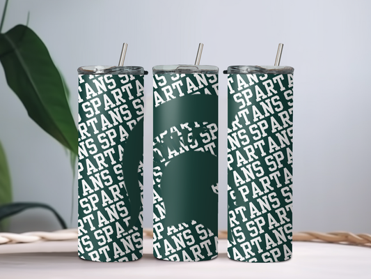 Michigan State 20oz Tumbler – Green & White Game Day Cup for College Fans, Students & Alumni