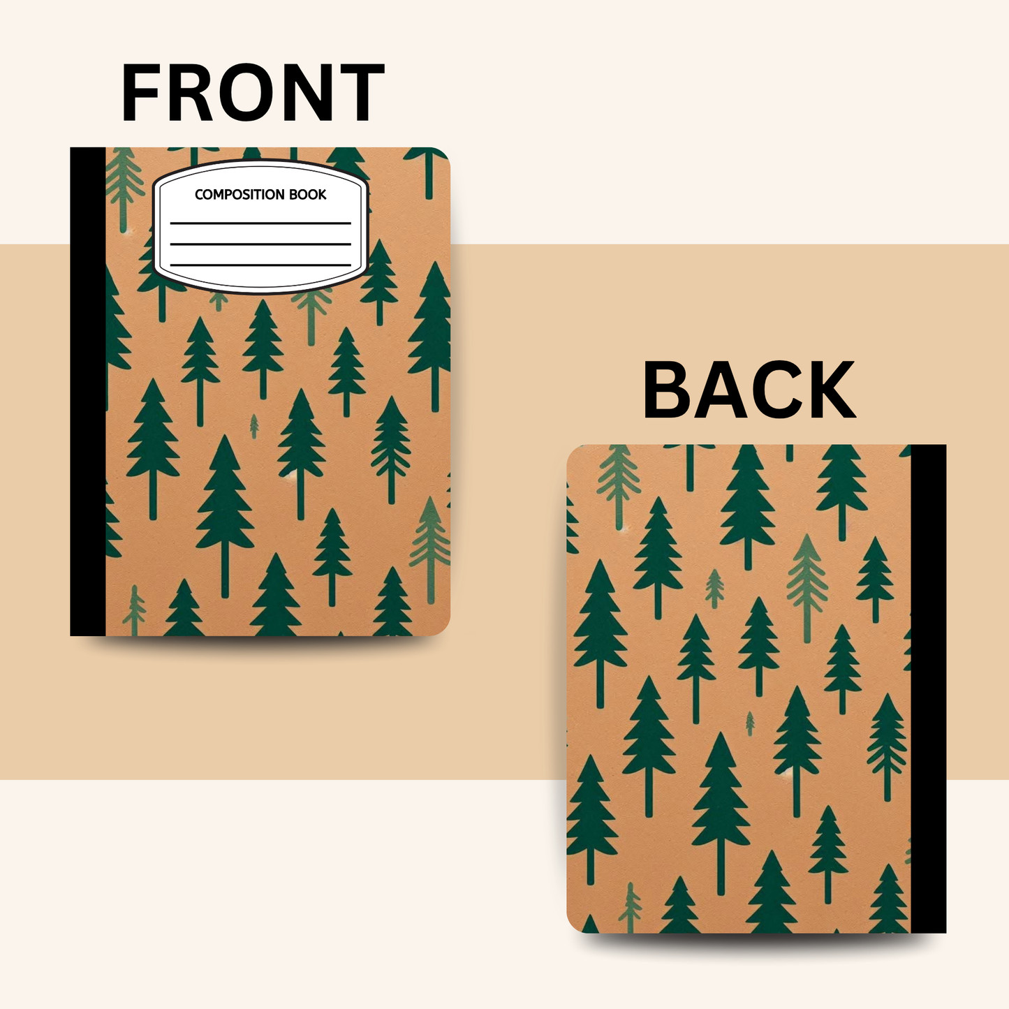 Brown with Green Trees Composition Notebook – Rustic Nature Writing Journal for School, Notes & Gifts
