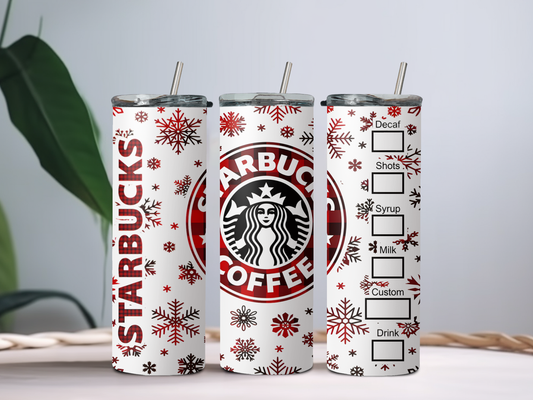 Christmas Coffee 20oz Insulated Tumbler – Starbucks-Inspired Holiday Cup for Hot & Cold Drinks