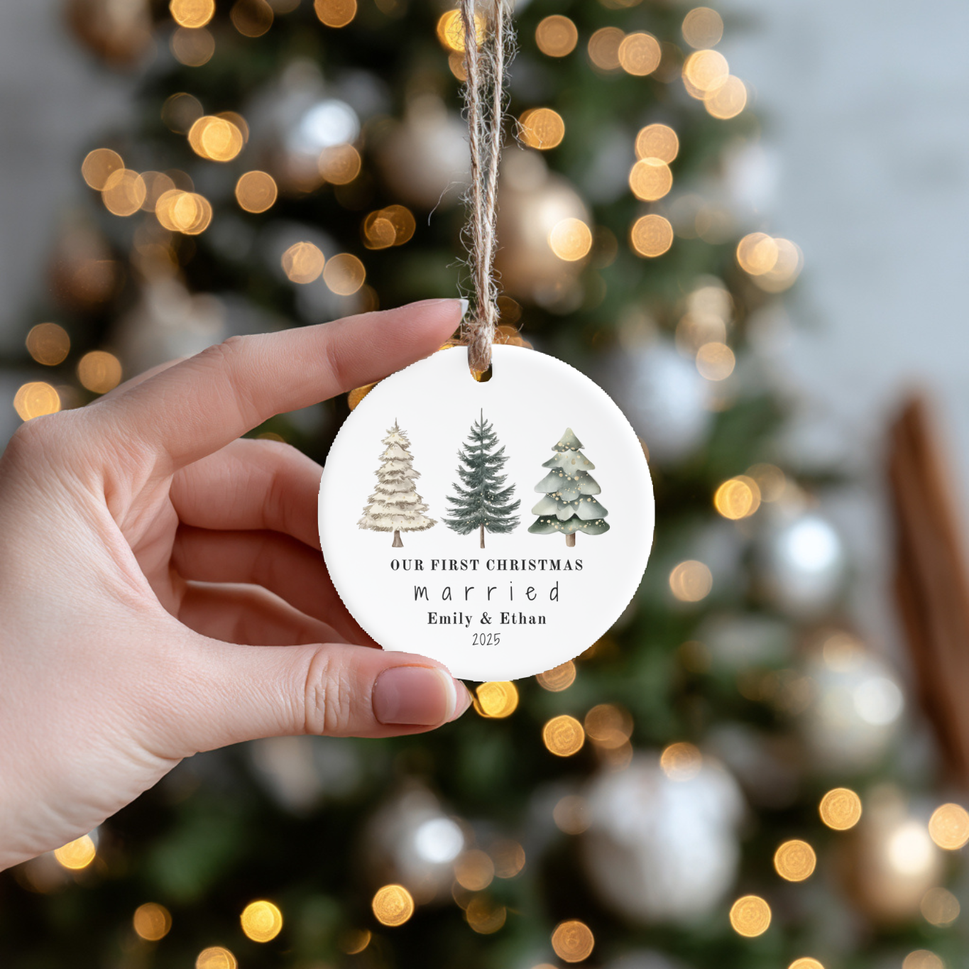 Our First Christmas Married Ornament • Personalized Newlywed Keepsake • Holiday Gift