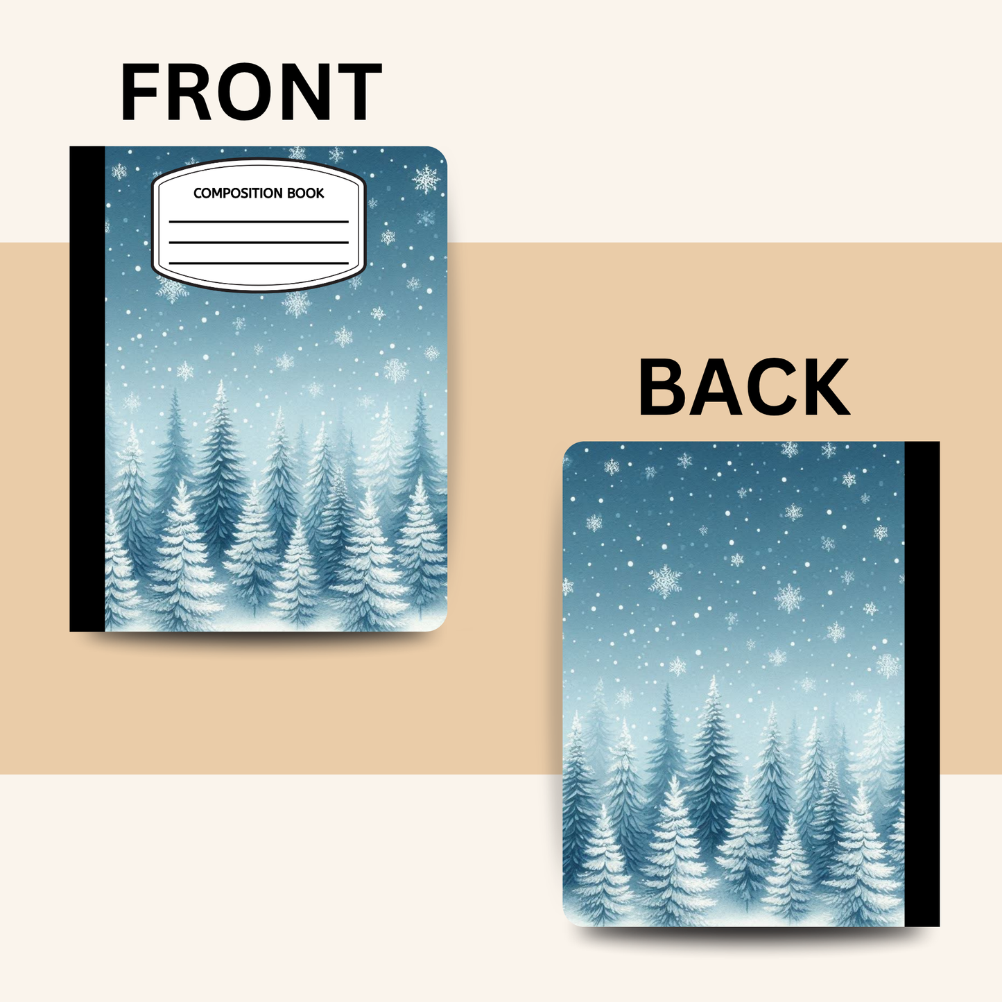 Snowy Trees Composition Notebook – Winter Forest Writing Journal for School, Notes & Holiday Gifts