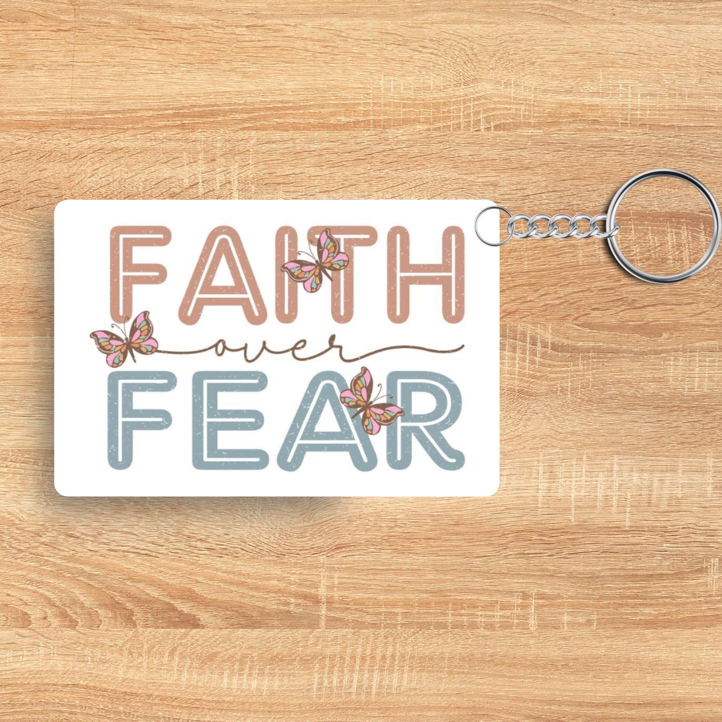 Faith Over Fear Keychain – Inspirational Acrylic Christian Keychain | Encouragement Gift