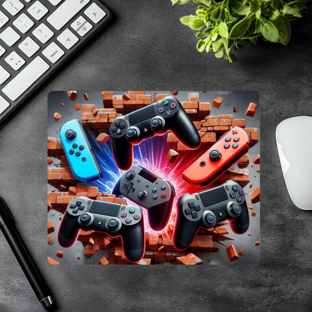 Gamer Controller Mousepad – Battle Brick Wall Desk Mat