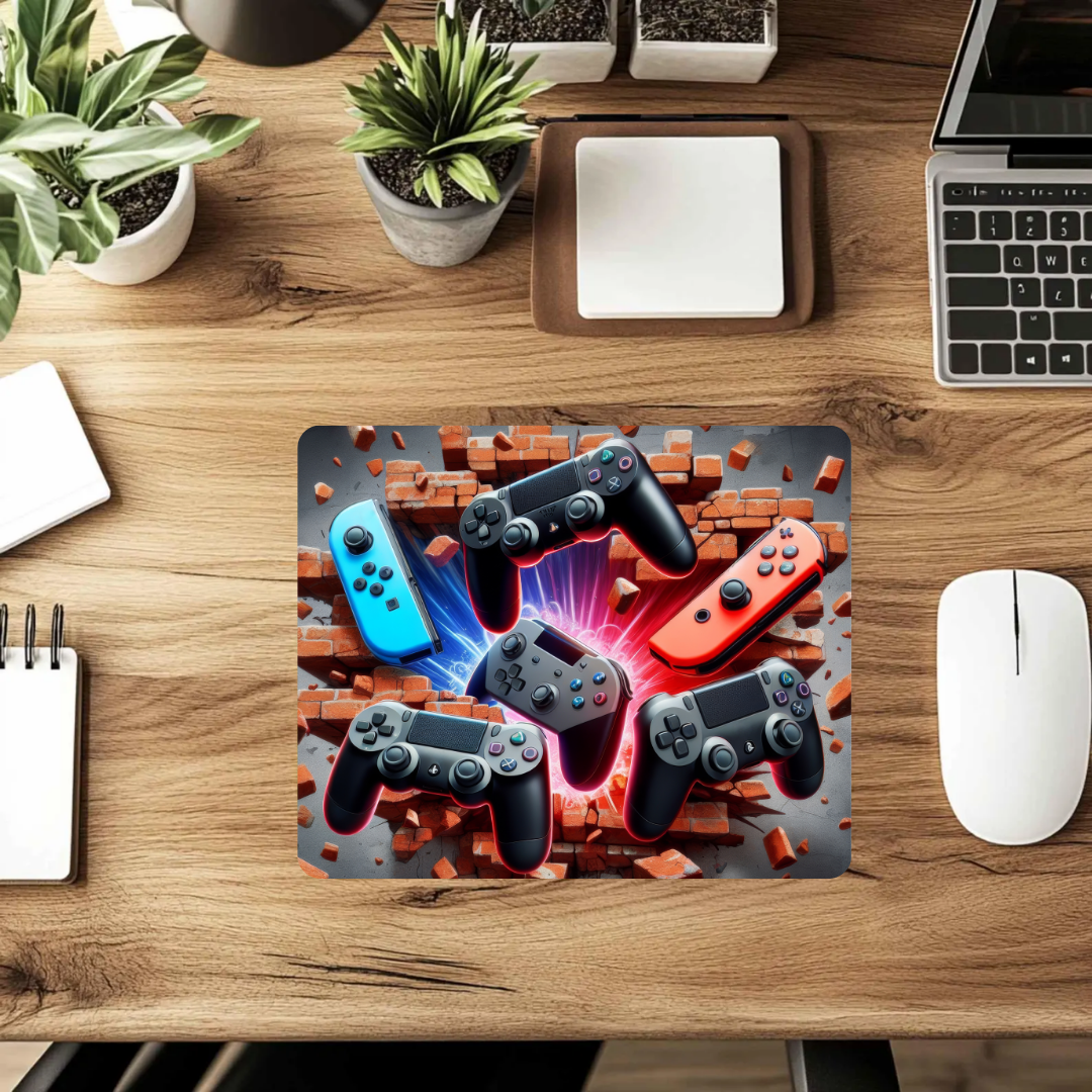 Gamer Controller Mousepad – Battle Brick Wall Desk Mat
