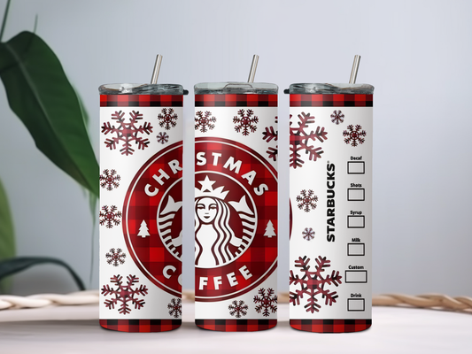 Christmas Coffee 20oz Insulated Tumbler – Starbucks-Inspired Holiday Cup for Hot & Cold Drinks