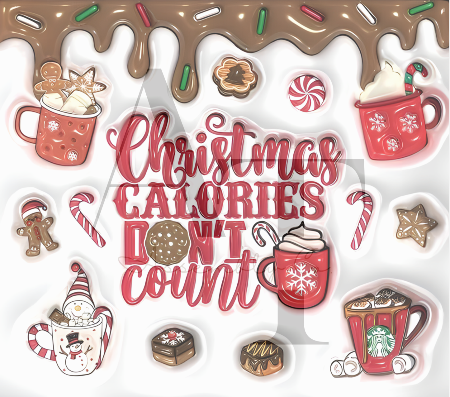 Christmas Calories Don’t Count 20oz Tumbler – Funny Holiday Cup for Coffee, Cocoa & Sweet Treats