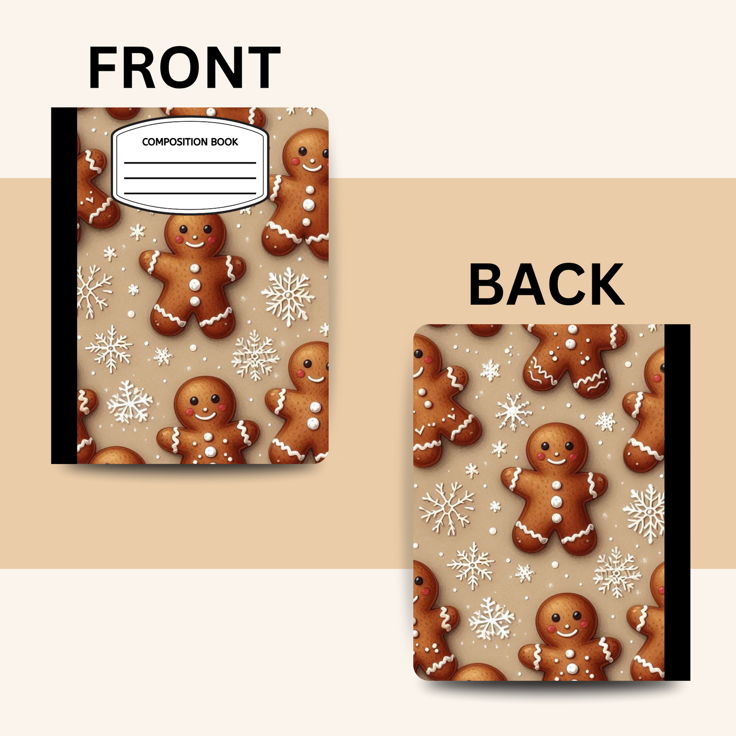 Gingerbread Composition Notebook – Cute Christmas-Themed Writing Journal for School, Notes & Gifts