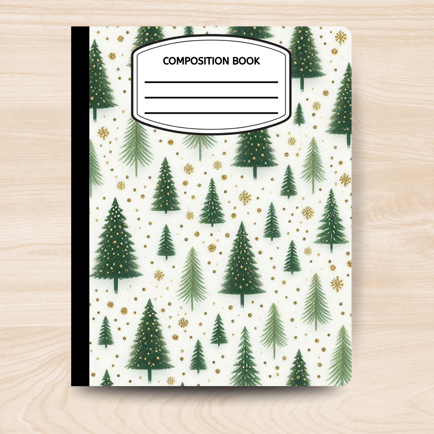 Green Christmas Trees Composition Notebook – Festive Holiday Writing Journal for School, Notes & Gifts