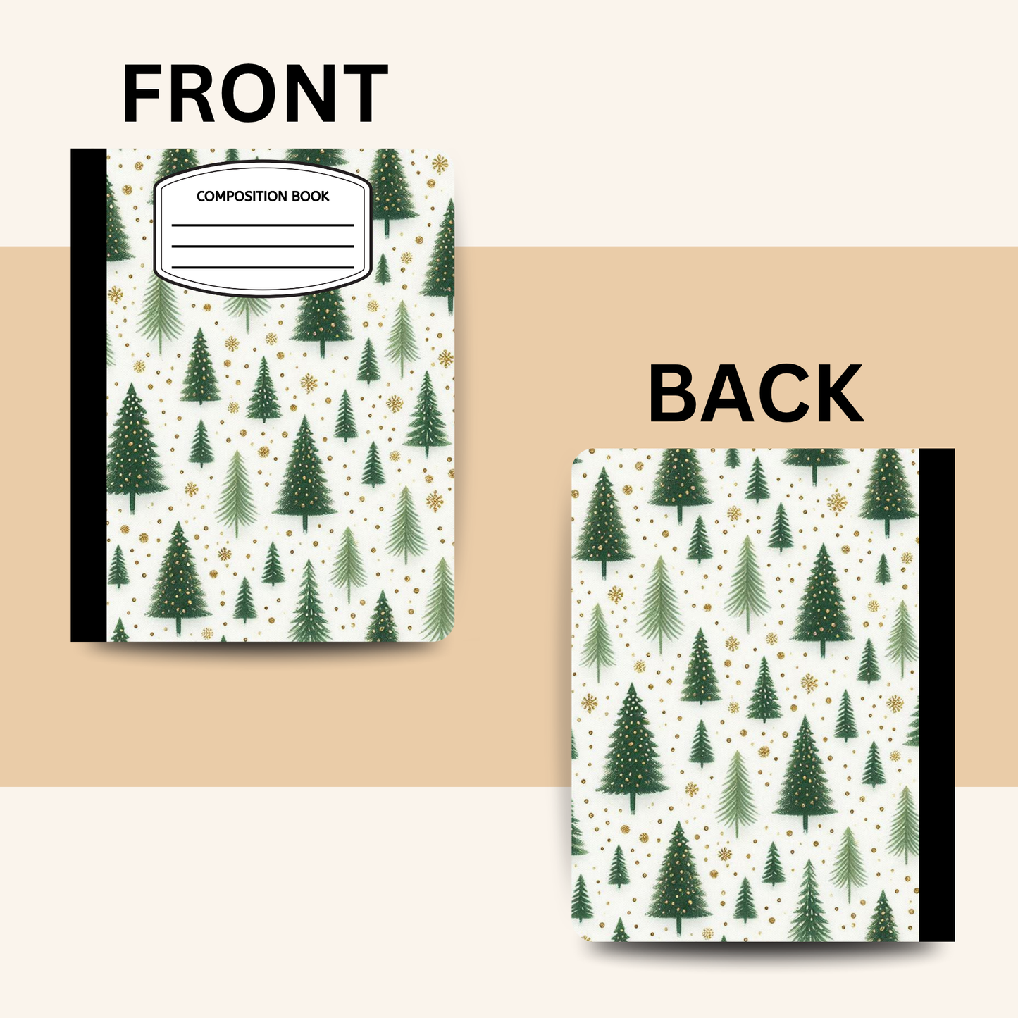 Green Christmas Trees Composition Notebook – Festive Holiday Writing Journal for School, Notes & Gifts