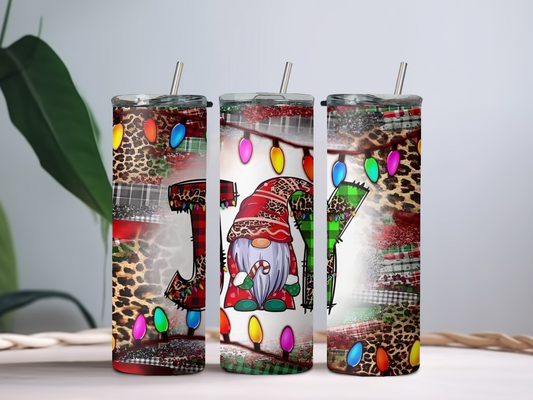 Joy Gnome 20oz Tumbler – Cute Christmas Cup for Coffee, Cocoa & Holiday Cheer