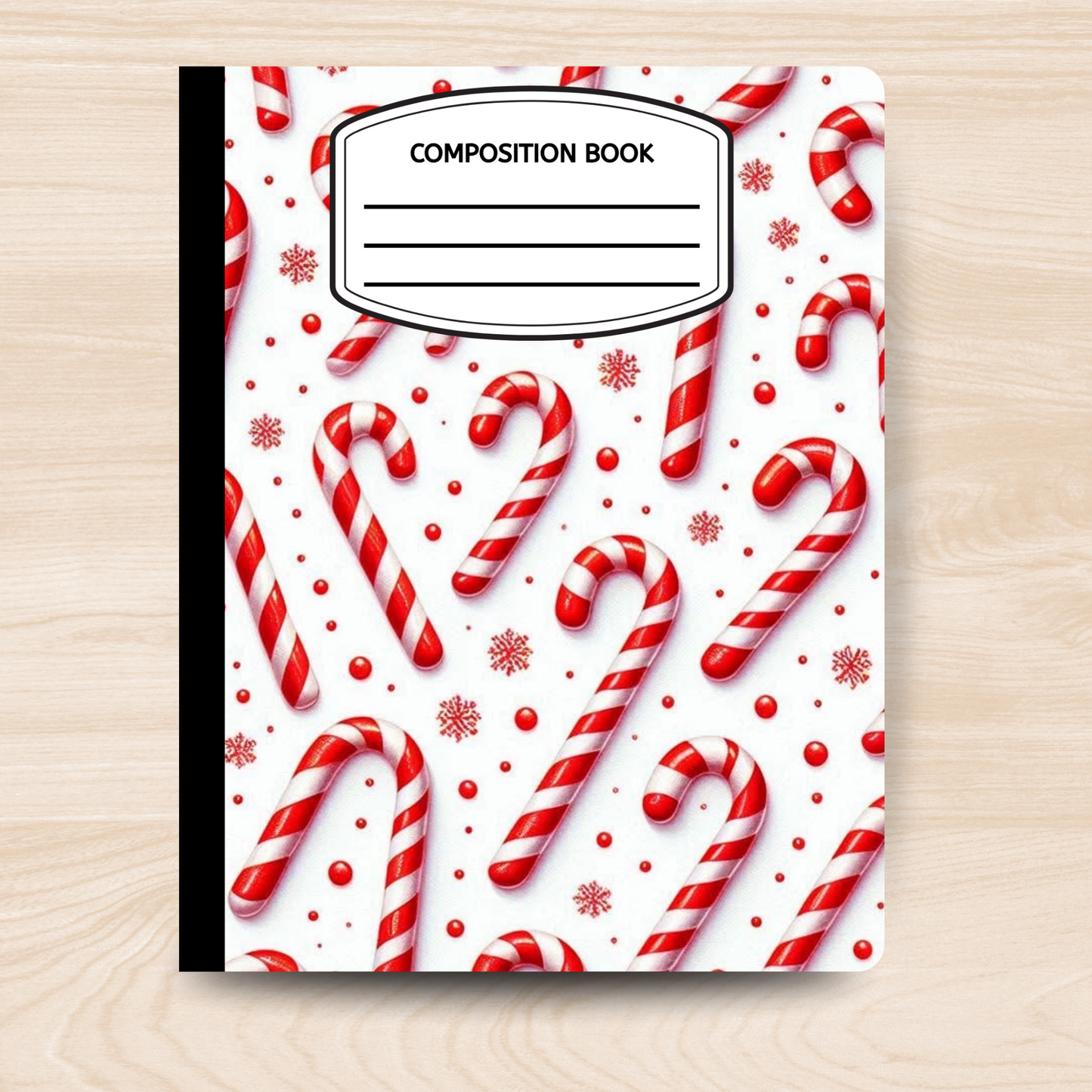 Candy Cane Composition Notebook – Cute Christmas Writing Journal for School, Notes & Holiday Gifts
