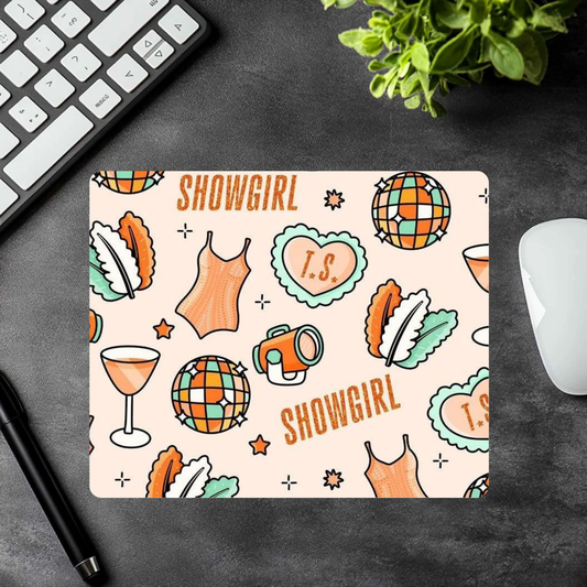 Retro Stage Showgirl Mousepad – Peach & Mint Aesthetic Desk Pad