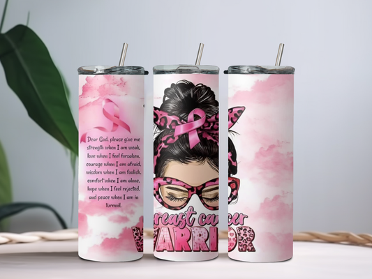 Breast Cancer Warrior 20oz Tumbler – Pink Ribbon Awareness Cup for Strong Fighters & Survivors