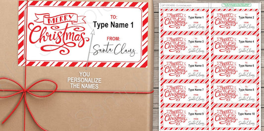 Personalized Santa Gift Tags | Custom Christmas Holiday Gift Labels
