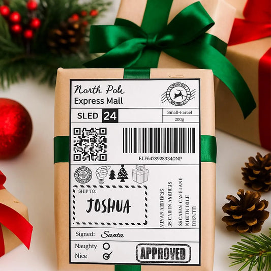 Personalized Santa Elf Christmas Gift Label – Custom Holiday Postage Sticker for Kids & Family
